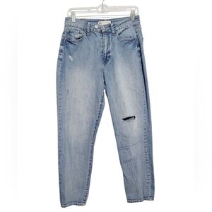 RSQ Vintage Mom Jeans Women's 9 Light Wash Distressed Stretch Denim 100% Cotton